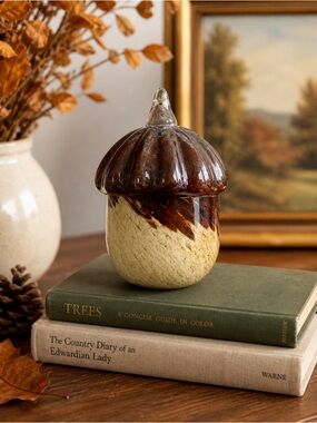 Glass Acorn Paperweight Brown Amber Woodland Fall Decor Cottagecore